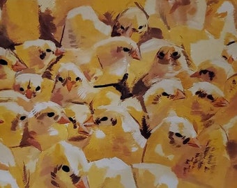 Small Yellow Chicks Print Cute Abstract Farm Animal 5 x 7 Art Prints Small Chicks Acrylic Painting Print