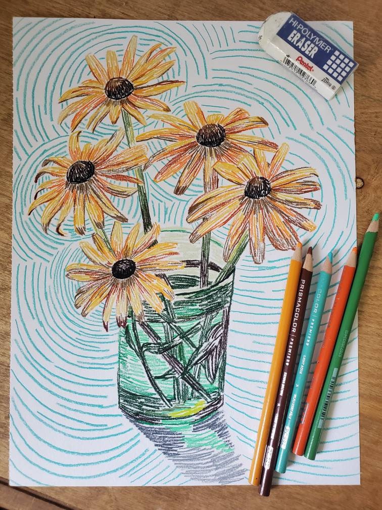Colored pencil vase for cheap sale
