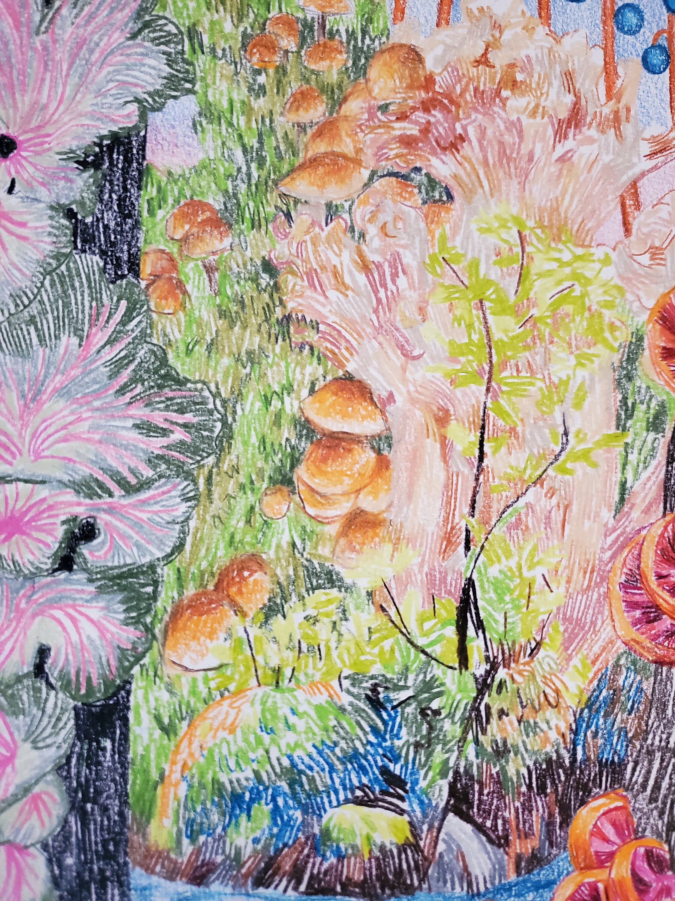 ファンタジー色鉛筆風景抽象オリジナルカラフルな紙の上の絵 - Etsy 日本