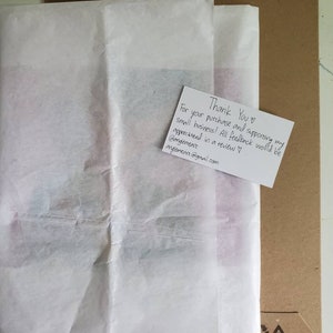 May include: A handwritten thank you note on white paper with the text "Thank You for your purchase and supporting my small business! All feedback would be appreciated in a review♡ Dangermeart anglomeart@gmail.com"