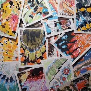 Abstract Butterfly Wings Mixed Media Artwork Small Original Colorful Wall Art