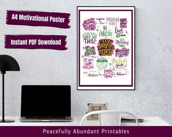 Druckbares motivierendes inspirierendes Poster | Inspirierende Zitate | Affirmationen | A4 Poster | Sofortiger Download PDF