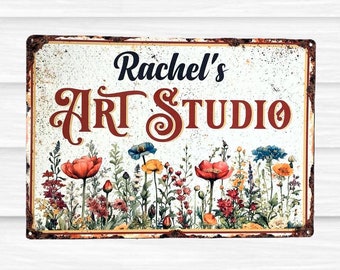 Art Studio Sign Personalised, Vintage Style Metal Wall Sign, Artist Gift