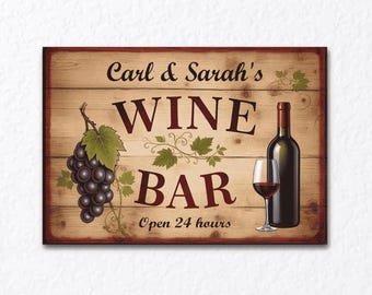 Personalised Wine Bar Sign, Vintage Style Metal Decor