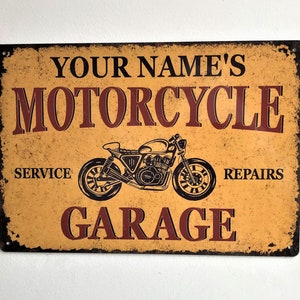 Motorcycle Garage Sign Personalised, Metal Garage Sign, Motorbike, Biker Gift