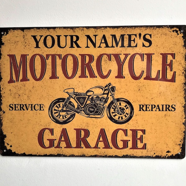 Motorcycle Garage Sign Personalised, Metal Garage Sign, Motorbike, Biker Gift