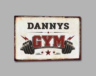 Personalised Gym Sign Metal, Vintage Style Wall Decor