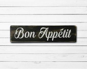 Bon Appetit Sign, Kitchen, Restaurant, Coffee Bar, Large Rustic Wooden Handmade Sign.