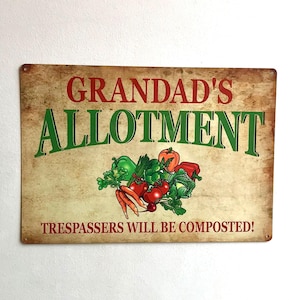 Allotment Sign Personalised  : Vegetable Garden Decor, Metal Aluminum