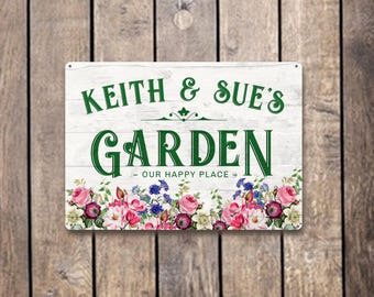 Personalised Garden Sign, Floral Decoration Waterproof Metal Outdoor Plaque