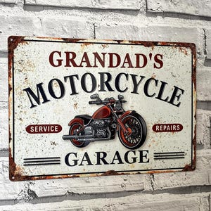 Personalised Motorcycle Garage Sign, Motorbike Workshop, Biker Gift Metal Sign