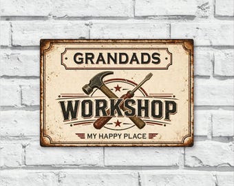 Personalised Workshop Tool Shed Vintage Sign Metal, DIY Handyman Gift