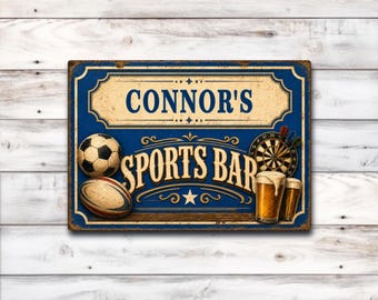 Personalised Sports Bar Sign, Vintage Style Metal Decor