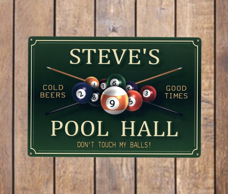 Personalised Pool Hall Sign, Home Bar Decor, Aluminum Metal - Etsy