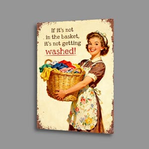 Vintage Retro Housewife Laundry Room Kitchen Fun Sign Metal Aluminium