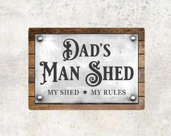 Personalised Man Shed Sign, Vintage Style Metal Workshop Cave Decor