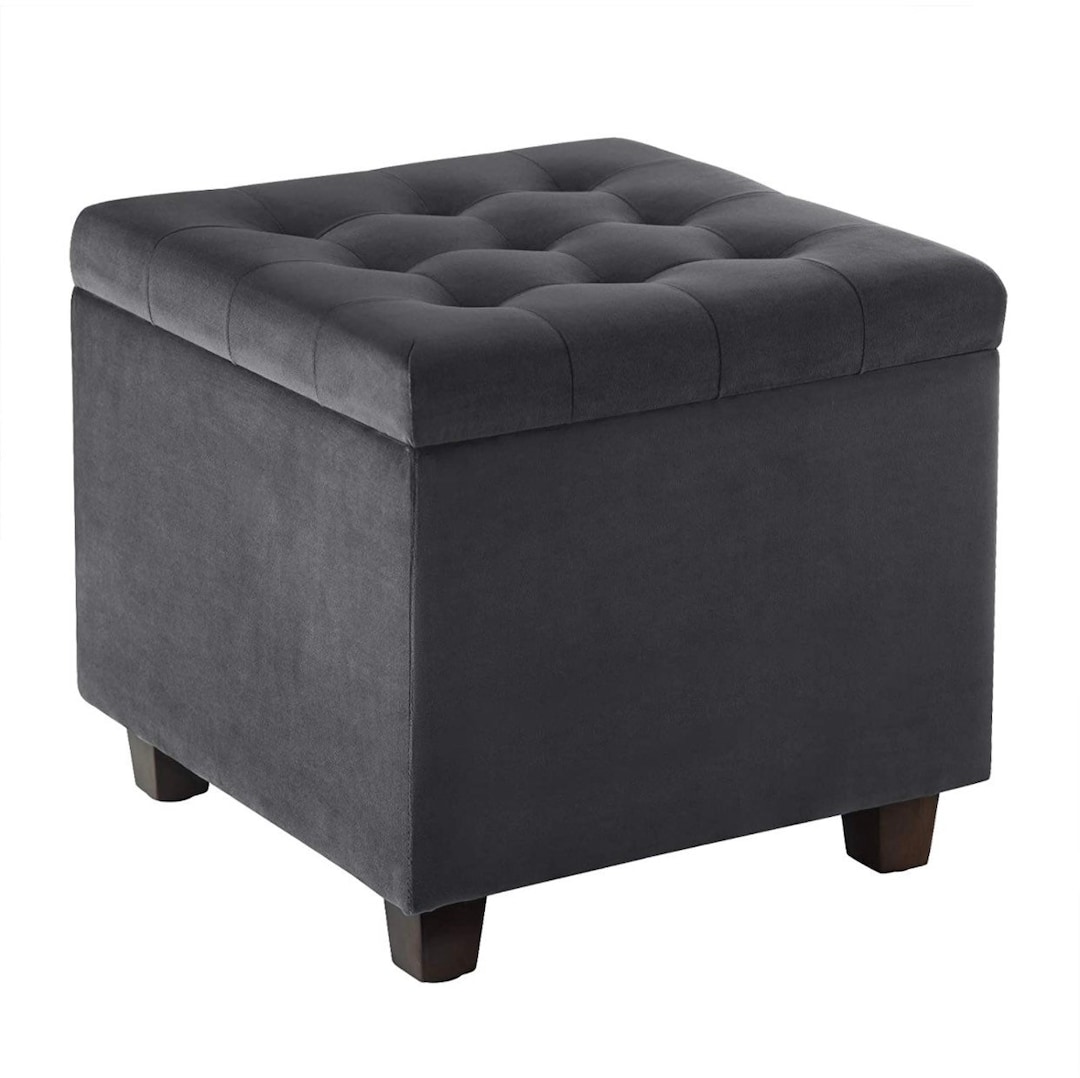 Multifunction Ottoman Chair Stool Grey Upholstered Footstool Etsy UK