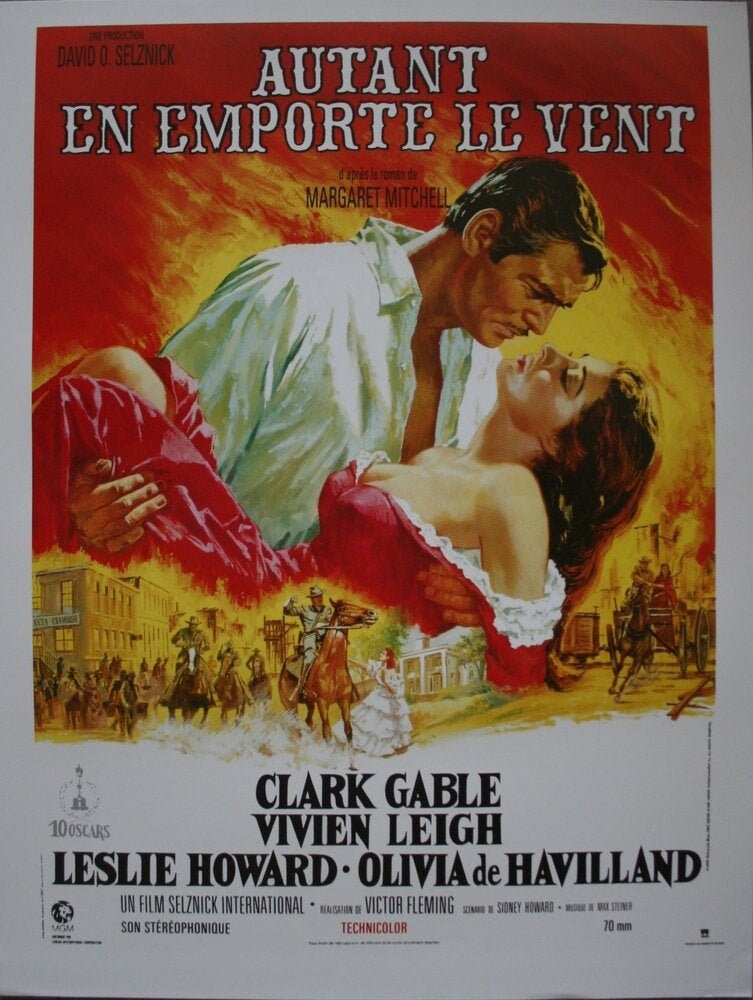Autant en Emporte Le Vent Affiche Cinéma Originale Roulee | Petit Format 53x40 cm Victor Fleming