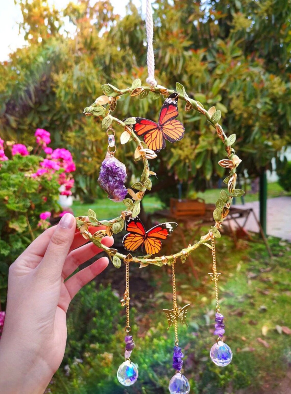 Butterfly Catcher Crystal for Window Crystal Rainbow Light Etsy
