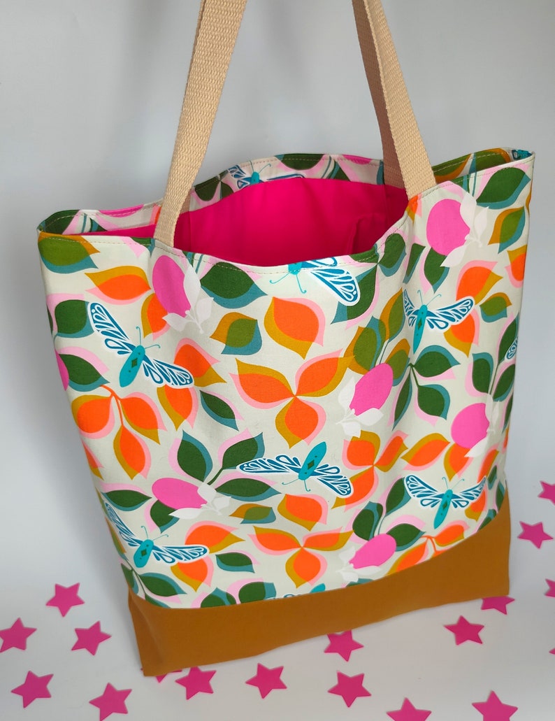 Colour pop tote large lined tote bag with pocket shopping bag tote