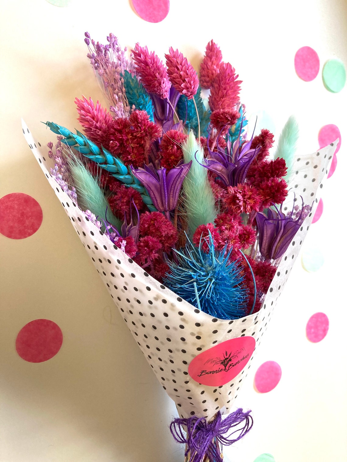 Dried flower gift bouquet Bejeweled Bella Brights mini Purple Etsy