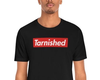 Tarnished Red Box Logo T-Shirt Funny Gaming Parody