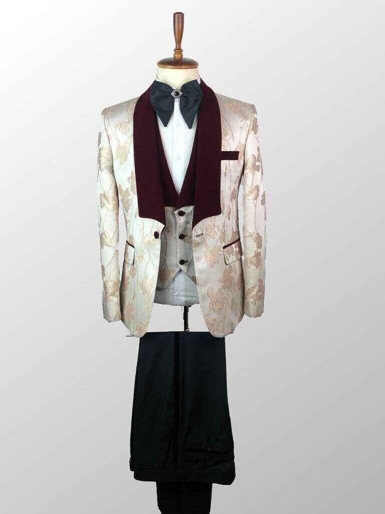 Rose Gold And Cream 3 Piece Men Tuxedo Etsy