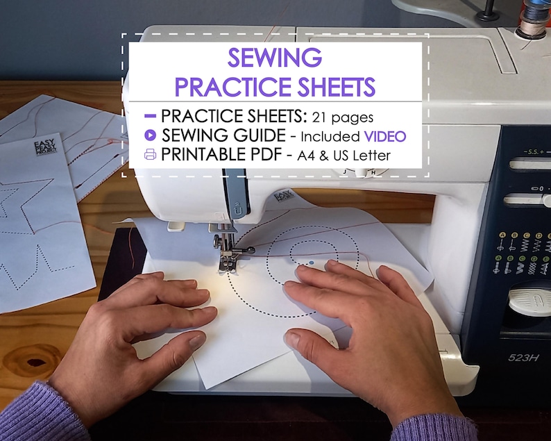Printable Tutorial Sewing Practice Sheet PDF, Beginner Sewer, Learn to ...