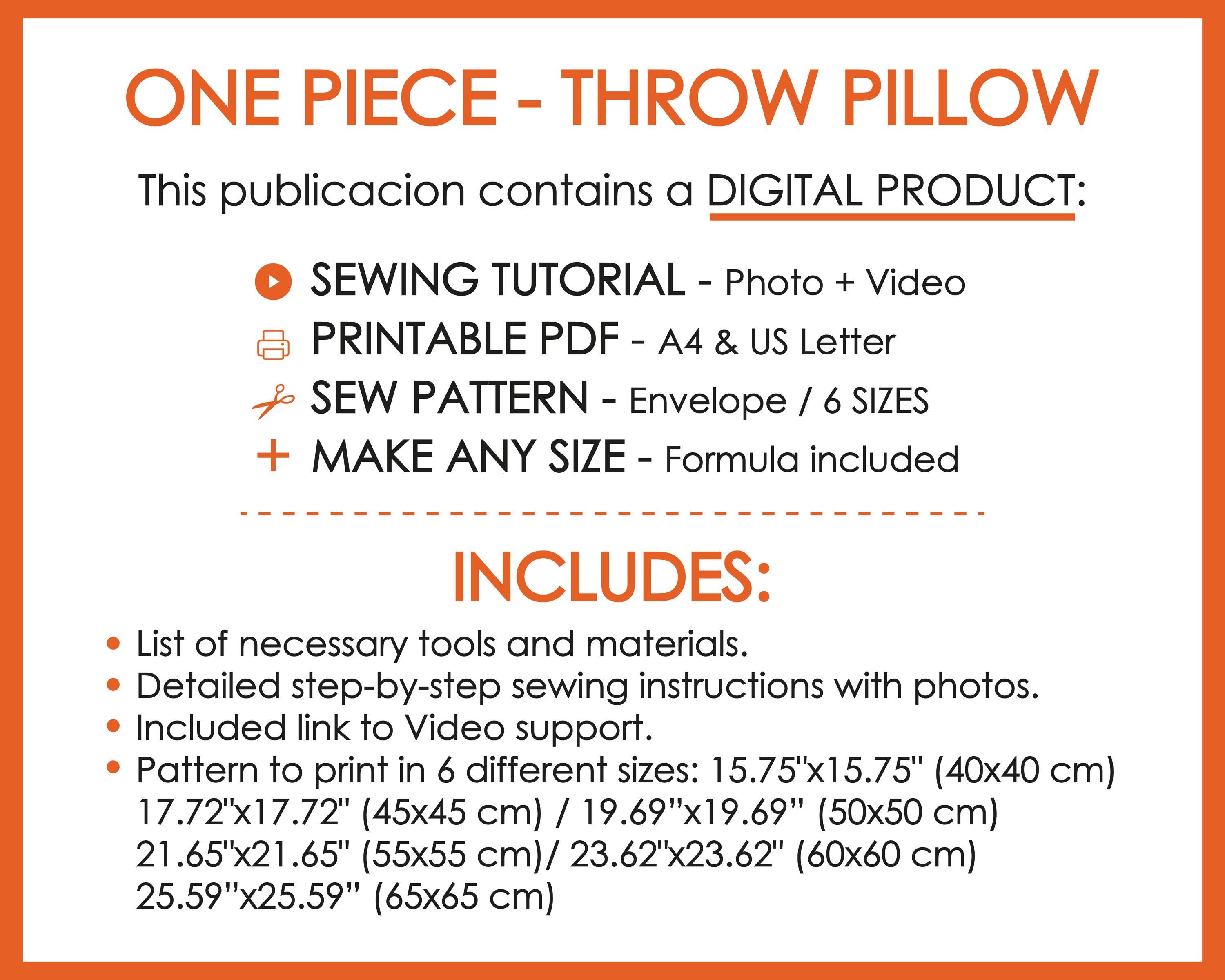 Printable Sewing Pattern PDF – Easy Sew Pillow Cover, Envelope Cushion ...