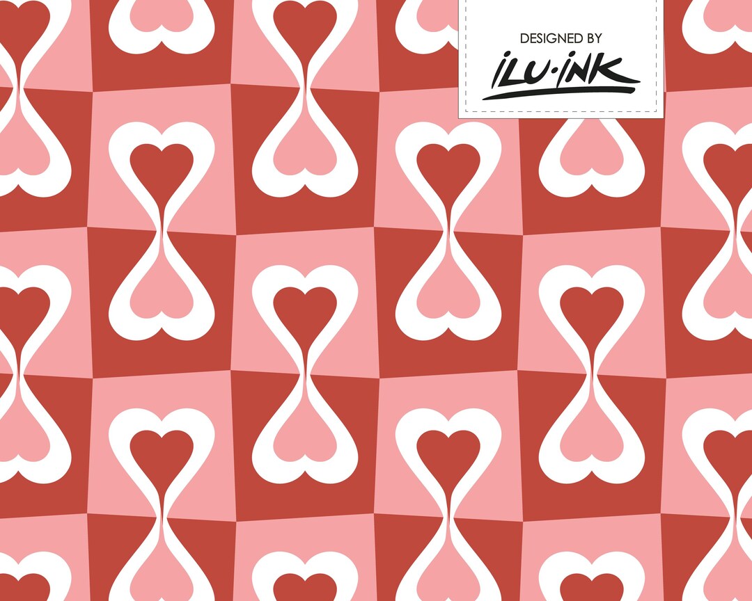 Valentine's Day Heart Seamless, Retro Geometric Heart Design, DIY ...