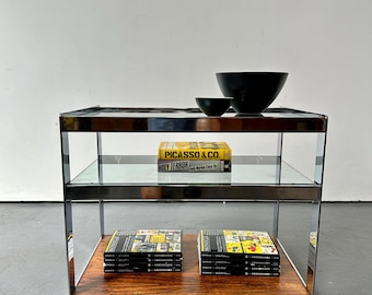 Vintage 1970s Merrow Associates Rosewood & Chrome Console Table / Drinks Trolley by Richard Young. Modernist. Danish