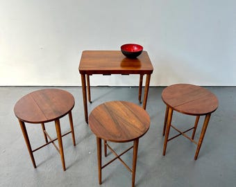 Vintage 1960s Poul Hundevad for Novy Domov Walnut and Teak Nest of  Tables. Heals. Vodder Danish. Retro.
