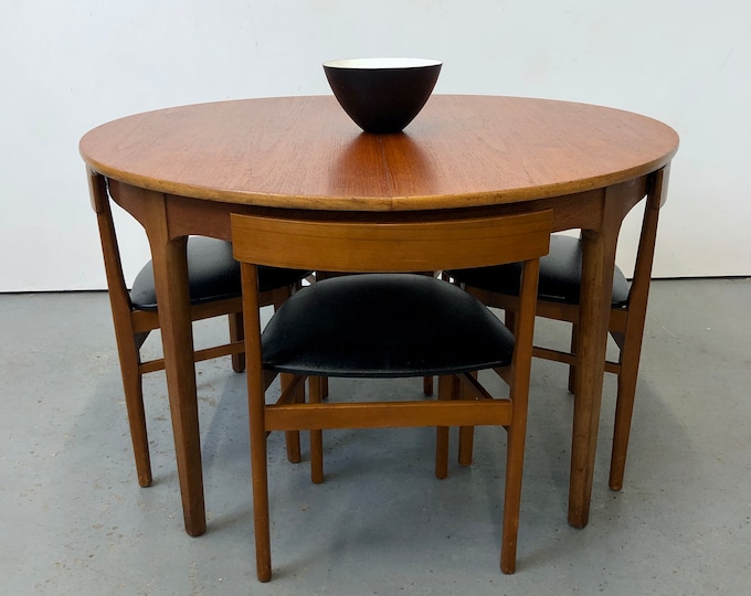 Vintage 1970s Nathan Tuck Under Dining Table and Chairs. Hans Olsen