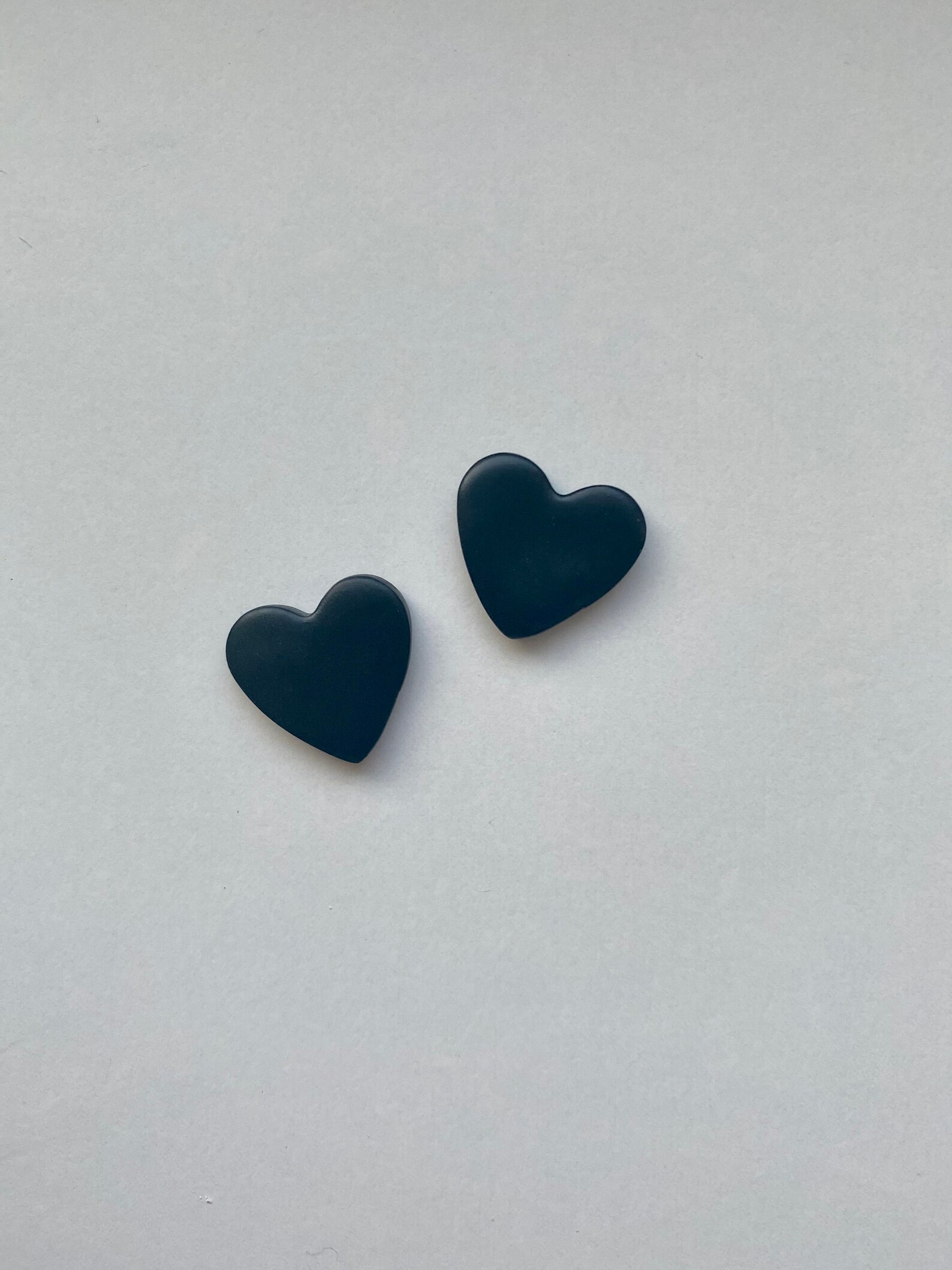 Black Heart Stud Earrings Etsy