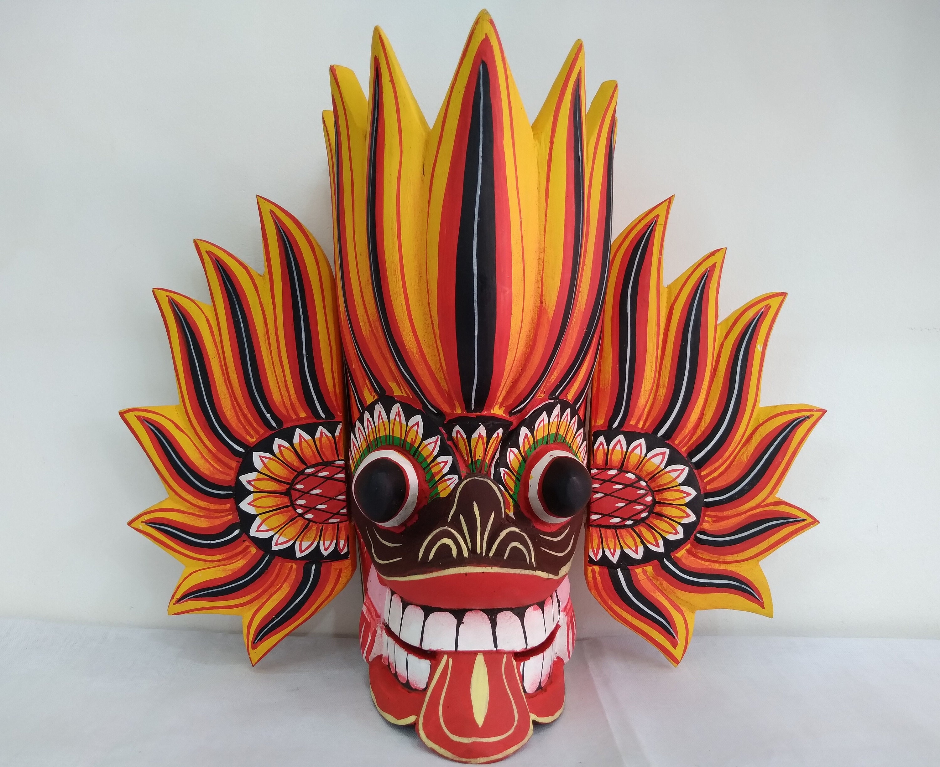 Wooden Sri Lankan Fire Devil Mask Authentic Eco-friendly Home | Etsy