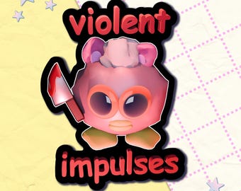 Sticker Weirdcore « Violent Impulses » - Sticker vinyle 3" - Sticker esthétique Goblincore Kidcore avant-gardiste pour ordinateurs portables, journaux, etc.