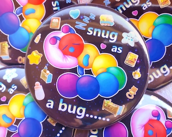 Bouton meme 2,25 po. douillet comme un insecte | bouton d'épingle pour peluche mignon clowncore kidcore toycore pastel
