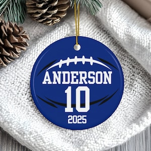 Personalized Football Ornament 2025, Custom Player Name & Number, Team Colors Christmas Ornament, Sports Gift for Athletes, team gift