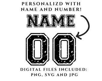 Custom Jersey Name and Number Svg Png, Custom soccer jersey Png, Custom Football jersey, Jersey Numbers svg, Digital Download, Svg Png Jpg
