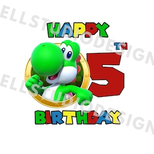 Super Mario 5. Geburtstag PNG JPG, Yoshi Geburtstag PNG, Cricut, Silhouette Cameo, Cut File Bild, Yoshi 5. Geburtstag | Yoshi Geburtstagskind png