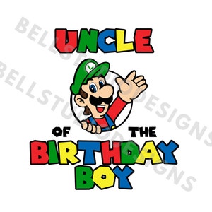 Super Mario Luigi Onkel des Geburtstagskindes SVG PNG jpg, Luigi Geburtstag Familie Shirt SVG, Luigi Onkel des Geburtstagskindes svg, Luigi Onkel