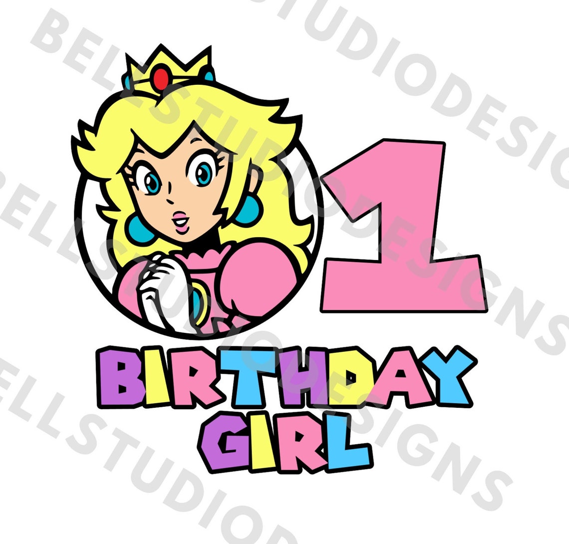 Princess Peach 1st Birthday SVG PNG Jpg, Princess Peach Birthday Girl