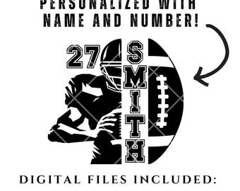 Custom Football name and number svg png jpg, Football Mom, Personalized Football Mom Svg, Game Day Shirt, Football Season, Gift For Player