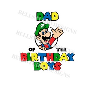 Super Mario Luigi Pai dos aniversariantes SVG PNG jpg, Luigi camisa de família de aniversário svg, Luigi papai dos aniversariantes svg, luigi pai svg
