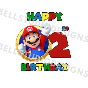 Super Mario 2 Geburtstag PNG JPG, Mario Geburtstag PNG, Cricut, Silhouette Cameo, Cut File Bild, Mario 2 Geburtstag, Mario zweiter Geburtstag