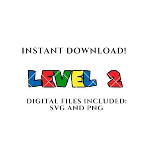 Super Mario Level 2 SVG PNG, Mario zum 2.Geburtstag, Mario, passende Familienhemden svg