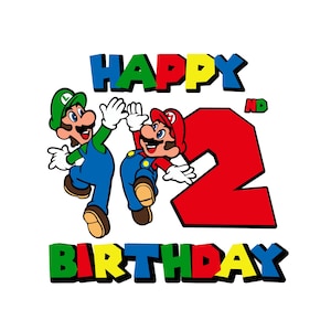 Super Mario 2.Geburtstag SVG, PNG, jpg, Mario und Luigi Geburtstag, Mario 2