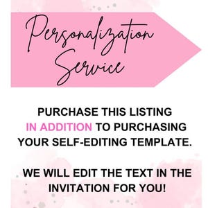 ADD ON - Personalization Service, Edit For Me, Custom Invitation Editing Service, Customize My Template, Templete Editing Service