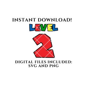 Super Mario Level 2 SVG PNG, Mario zum 2.Geburtstag, Mario, passende Familienhemden svg