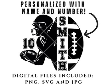 Custom Football name and number svg png jpg, Football Mom, Personalized Football Mom Svg, Game Day Shirt, Football Season, Gift For Player